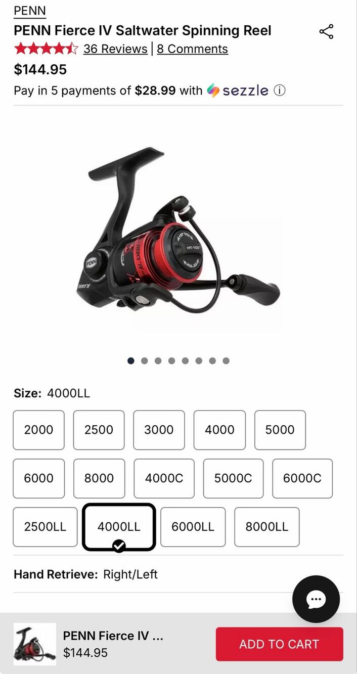 PENN Fierce IV 4000 Live Liner Saltwater Spinning Reel